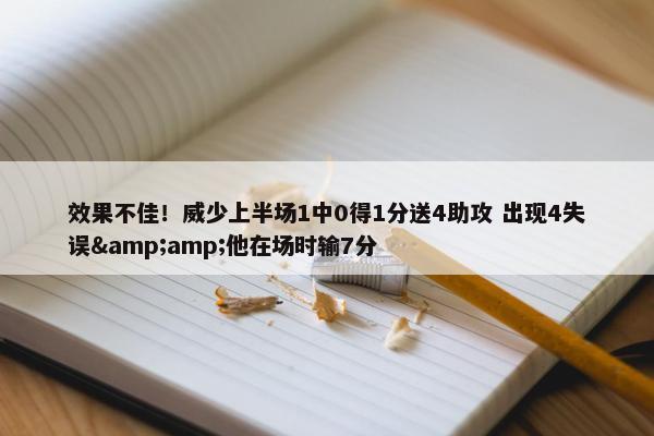 效果不佳！威少上半场1中0得1分送4助攻 出现4失误&amp;他在场时输7分