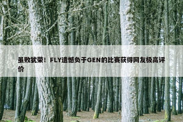 虽败犹荣！FLY遗憾负于GEN的比赛获得网友极高评价