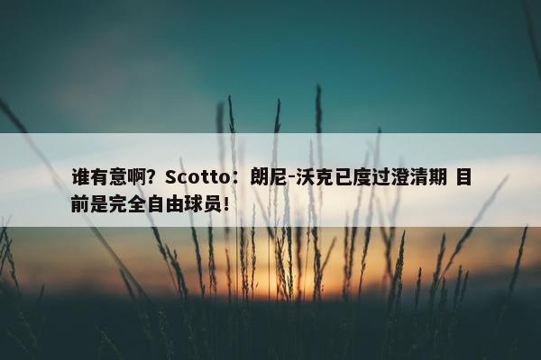 谁有意啊？Scotto：朗尼-沃克已度过澄清期 目前是完全自由球员！