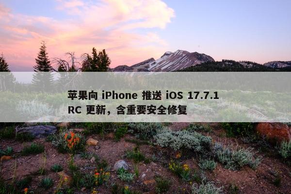 苹果向 iPhone 推送 iOS 17.7.1 RC 更新，含重要安全修复