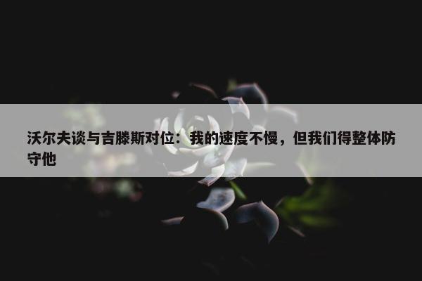 沃尔夫谈与吉滕斯对位：我的速度不慢，但我们得整体防守他