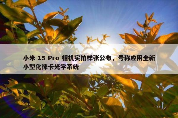 小米 15 Pro 相机实拍样张公布，号称应用全新小型化徕卡光学系统