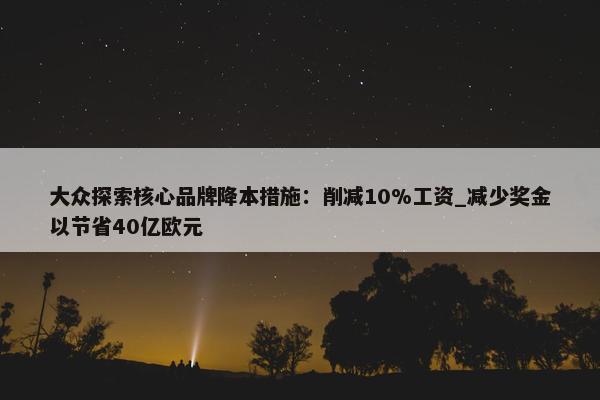 大众探索核心品牌降本措施：削减10%工资_减少奖金以节省40亿欧元