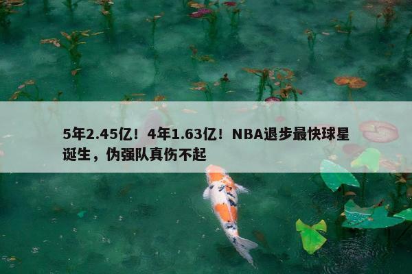 5年2.45亿！4年1.63亿！NBA退步最快球星诞生，伪强队真伤不起