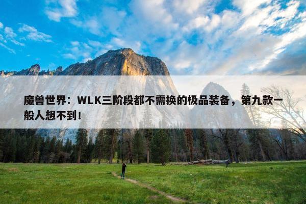 魔兽世界：WLK三阶段都不需换的极品装备，第九款一般人想不到！