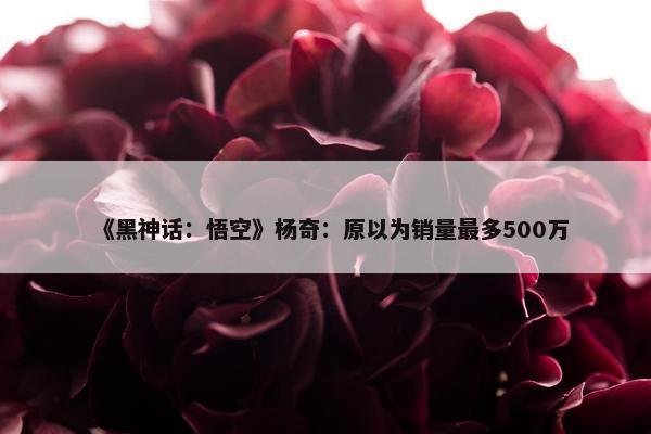 《黑神话：悟空》杨奇：原以为销量最多500万