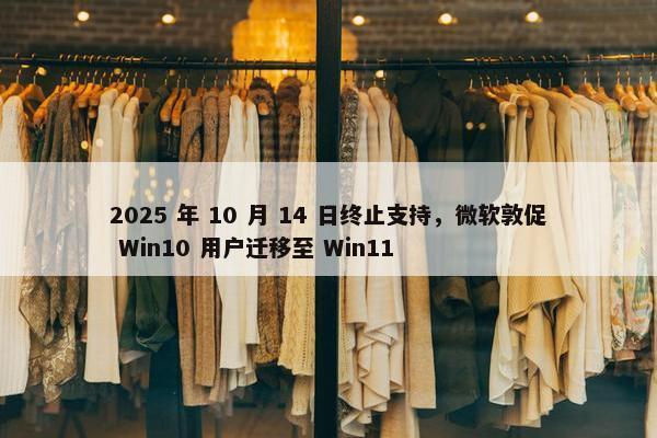 2025 年 10 月 14 日终止支持，微软敦促 Win10 用户迁移至 Win11