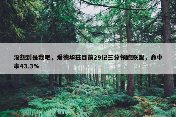 没想到是我吧，爱德华兹目前29记三分领跑联盟，命中率43.3%