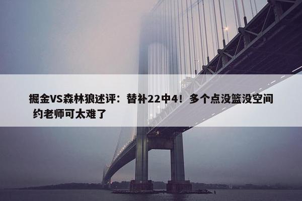 掘金VS森林狼述评：替补22中4！多个点没篮没空间 约老师可太难了