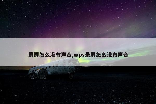 录屏怎么没有声音,wps录屏怎么没有声音