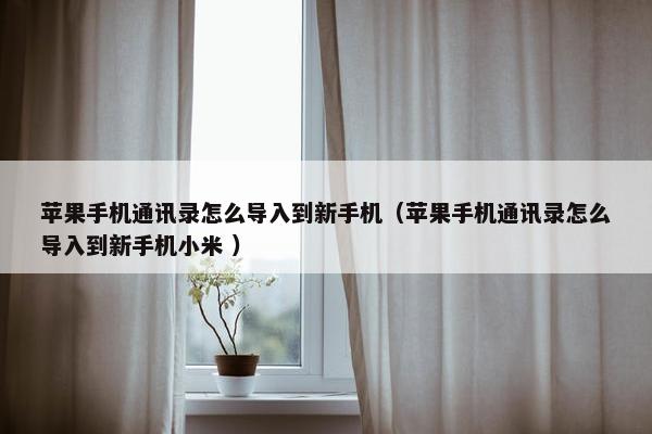 苹果手机通讯录怎么导入到新手机（苹果手机通讯录怎么导入到新手机小米 ）