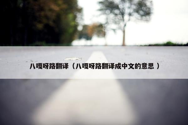 八嘎呀路翻译（八嘎呀路翻译成中文的意思 ）