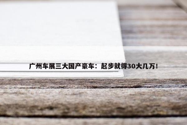 广州车展三大国产豪车：起步就得30大几万！