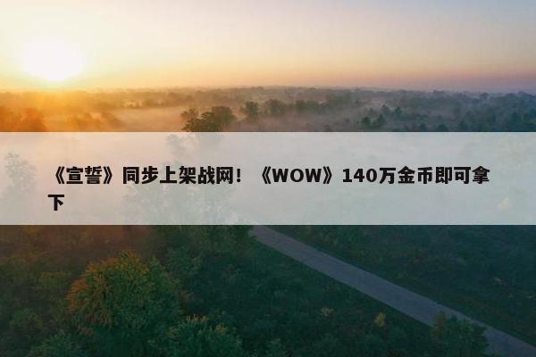 《宣誓》同步上架战网！《WOW》140万金币即可拿下