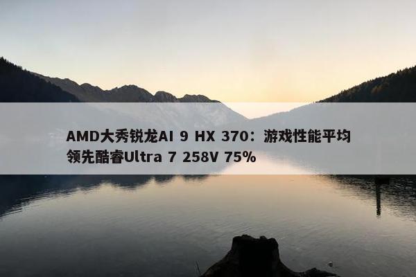 AMD大秀锐龙AI 9 HX 370：游戏性能平均领先酷睿Ultra 7 258V 75％