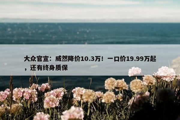 大众官宣：威然降价10.3万！一口价19.99万起，还有终身质保