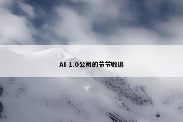 AI 1.0公司的节节败退