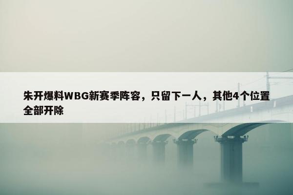 朱开爆料WBG新赛季阵容，只留下一人，其他4个位置全部开除