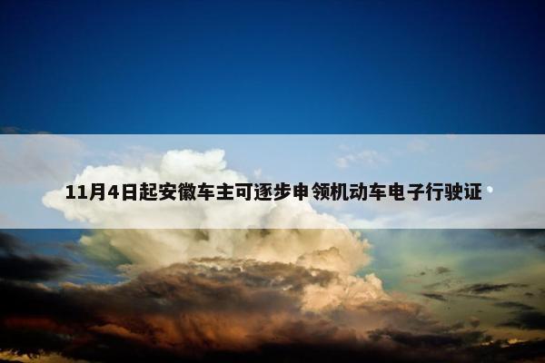 11月4日起安徽车主可逐步申领机动车电子行驶证