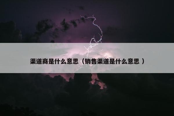 渠道商是什么意思（销售渠道是什么意思 ）