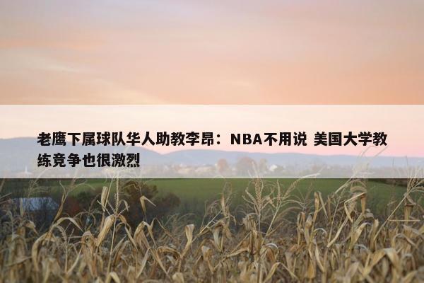 老鹰下属球队华人助教李昂：NBA不用说 美国大学教练竞争也很激烈