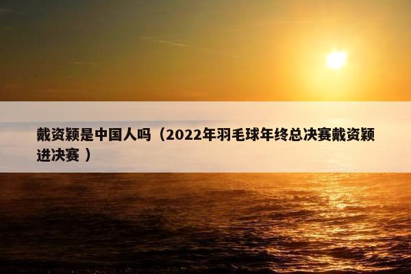 戴资颖是中国人吗（2022年羽毛球年终总决赛戴资颖进决赛 ）