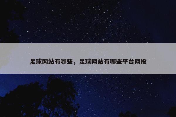 足球网站有哪些，足球网站有哪些平台网投