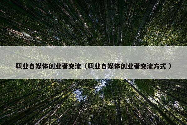 职业自媒体创业者交流（职业自媒体创业者交流方式 ）