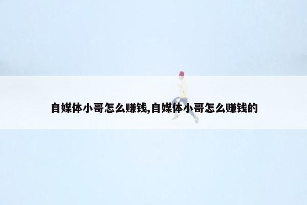 自媒体小哥怎么赚钱,自媒体小哥怎么赚钱的