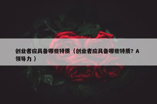 创业者应具备哪些特质（创业者应具备哪些特质? A 领导力 ）