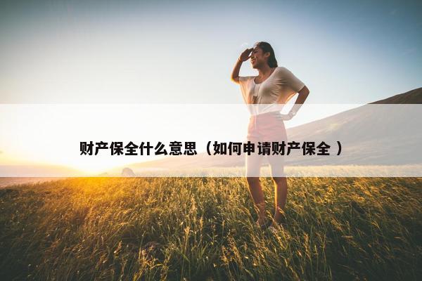 财产保全什么意思（如何申请财产保全 ）