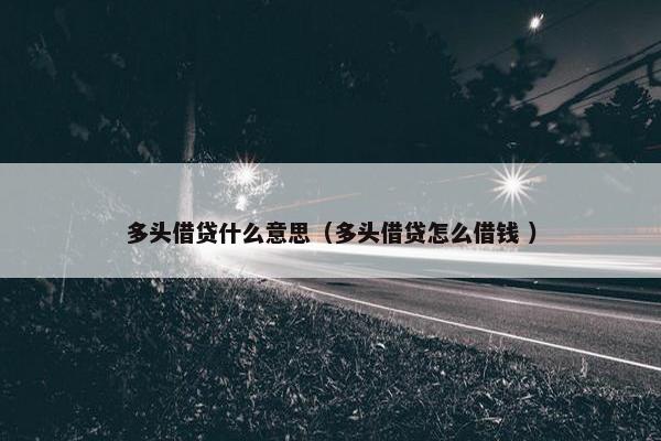 多头借贷什么意思（多头借贷怎么借钱 ）