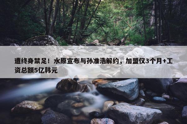 遭终身禁足！水原宣布与孙准浩解约，加盟仅3个月+工资总额5亿韩元