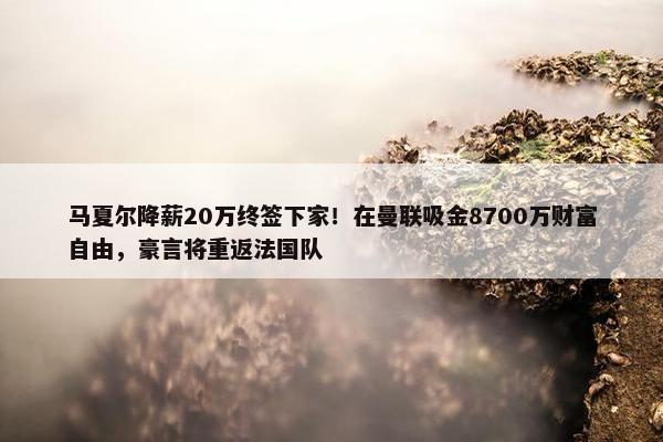 马夏尔降薪20万终签下家！在曼联吸金8700万财富自由，豪言将重返法国队