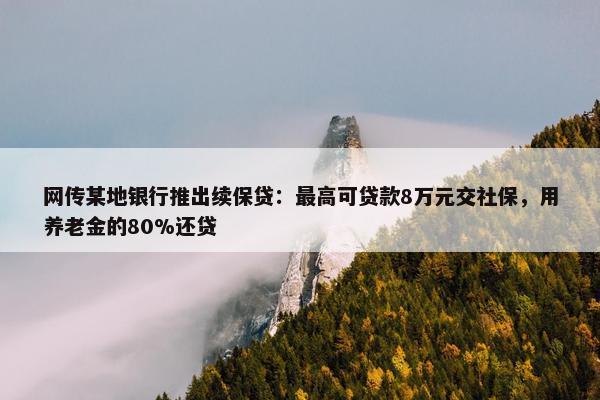 网传某地银行推出续保贷：最高可贷款8万元交社保，用养老金的80%还贷