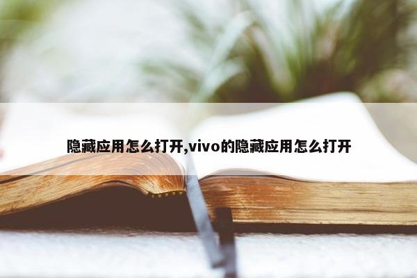 隐藏应用怎么打开,vivo的隐藏应用怎么打开