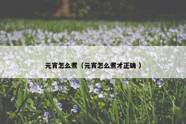 元宵怎么煮（元宵怎么煮才正确 ）