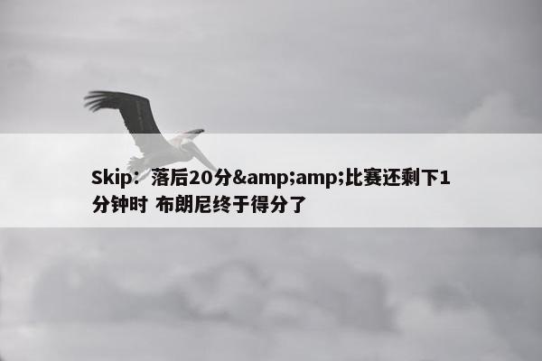 Skip：落后20分&amp;比赛还剩下1分钟时 布朗尼终于得分了