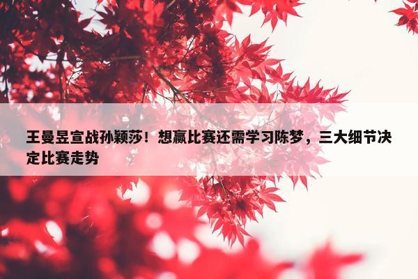 王曼昱宣战孙颖莎！想赢比赛还需学习陈梦，三大细节决定比赛走势