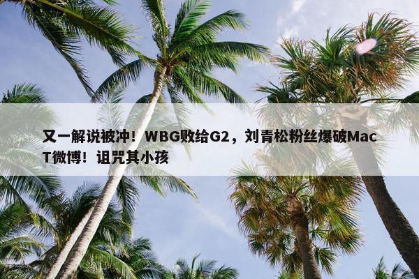 又一解说被冲！WBG败给G2，刘青松粉丝爆破MacT微博！诅咒其小孩