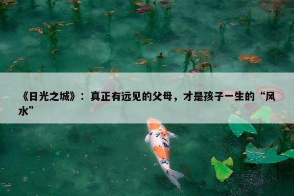 《日光之城》：真正有远见的父母，才是孩子一生的“风水”