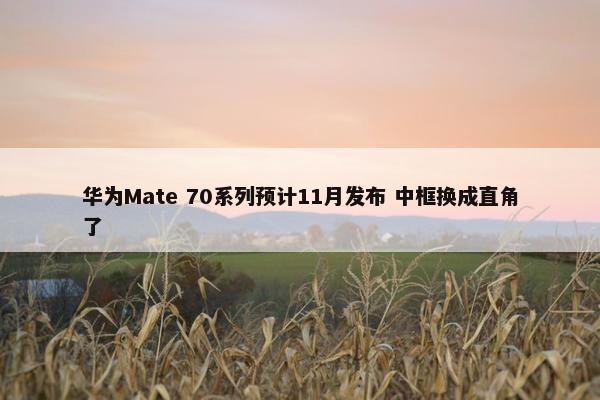 华为Mate 70系列预计11月发布 中框换成直角了