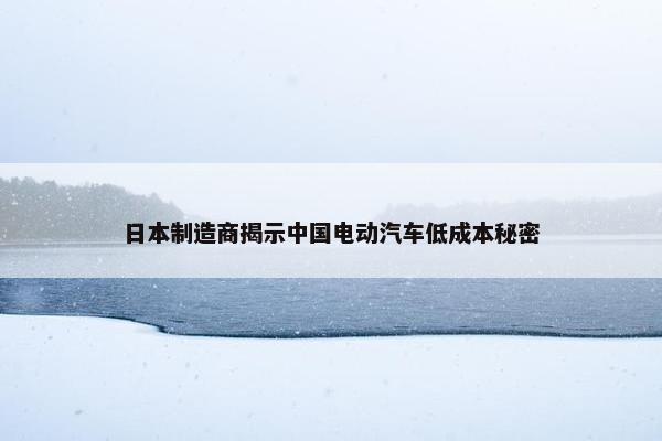 日本制造商揭示中国电动汽车低成本秘密