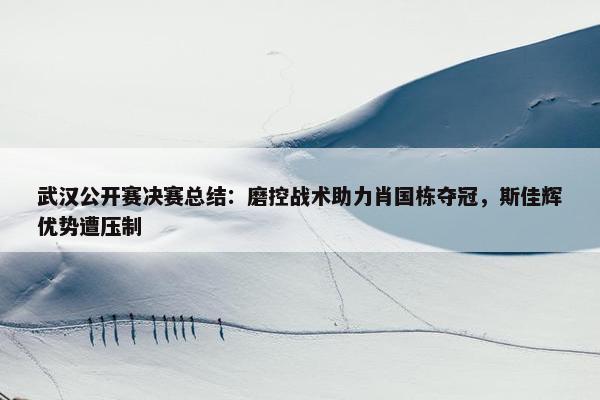 武汉公开赛决赛总结：磨控战术助力肖国栋夺冠，斯佳辉优势遭压制