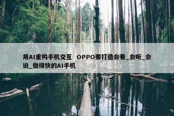 用AI重构手机交互  OPPO要打造会看_会听_会说_做得快的AI手机