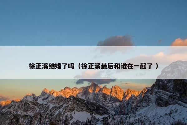 徐正溪结婚了吗（徐正溪最后和谁在一起了 ）