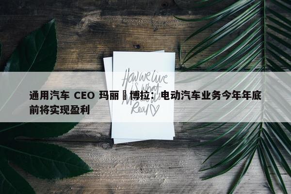 通用汽车 CEO 玛丽・博拉：电动汽车业务今年年底前将实现盈利