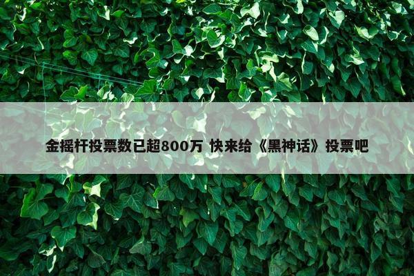 金摇杆投票数已超800万 快来给《黑神话》投票吧