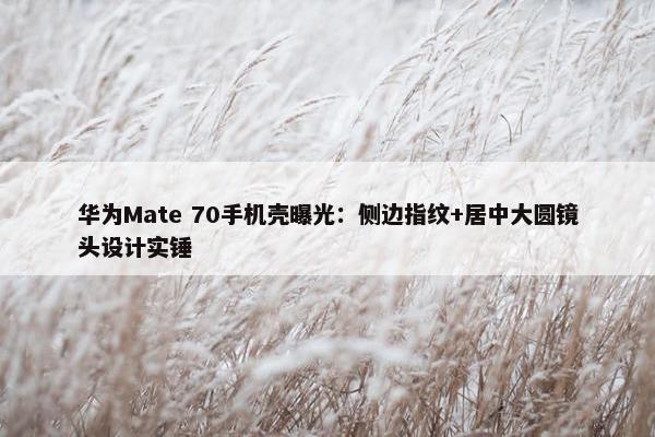 华为Mate 70手机壳曝光：侧边指纹+居中大圆镜头设计实锤