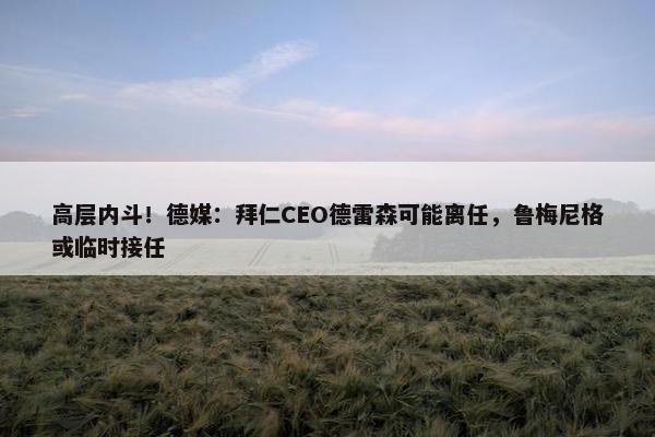 高层内斗！德媒：拜仁CEO德雷森可能离任，鲁梅尼格或临时接任